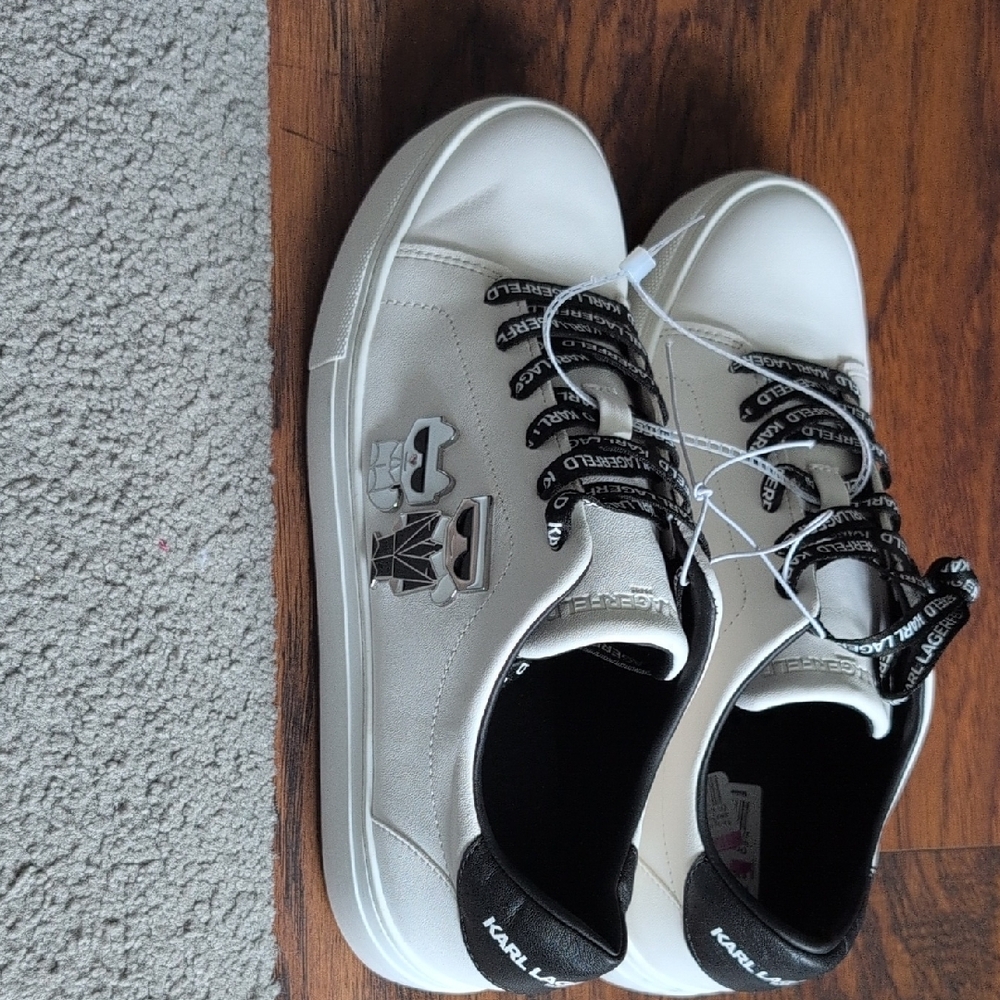 Karl Lagerfeld Cream Sneakers with Black Details - Picture 2 of 5
